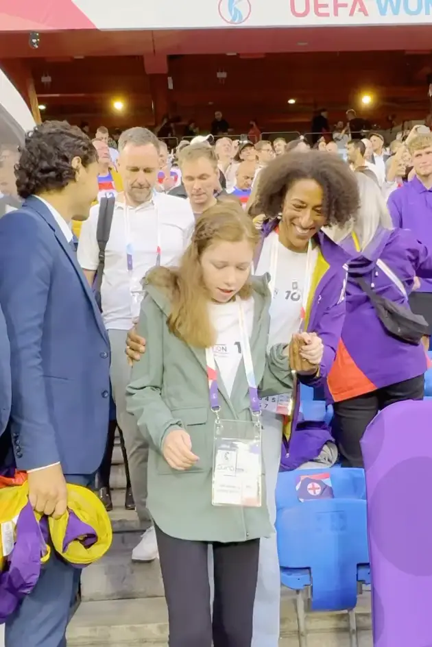 Greta was excited to greet the players (Instagram/@uefa_official)