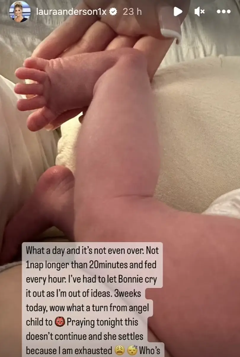Laura Anderson was brutally honest about being a new mum.