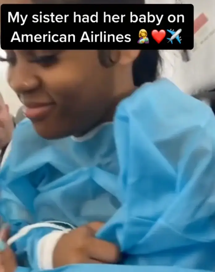 Not long into the flight, Kendra felt her waters break.