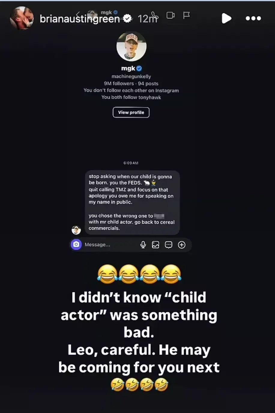 The DM MGK reportedly sent Fox's ex-husband, Brian Austin Green (Instagram/@brianaustingreen)