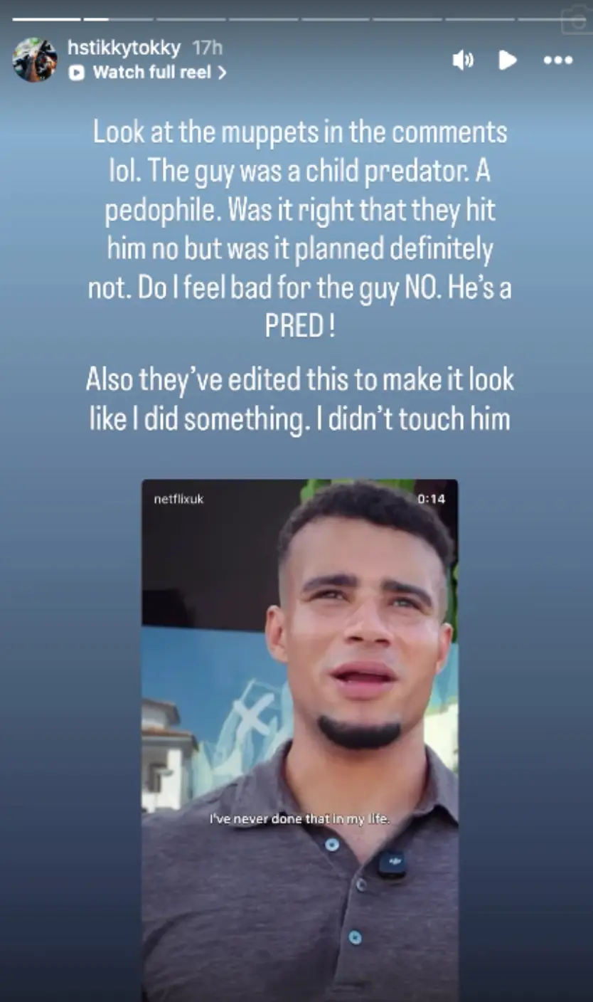 Sullivan has spoken out about the doc several times since its release last week (Instagram/@hstikkytokky)