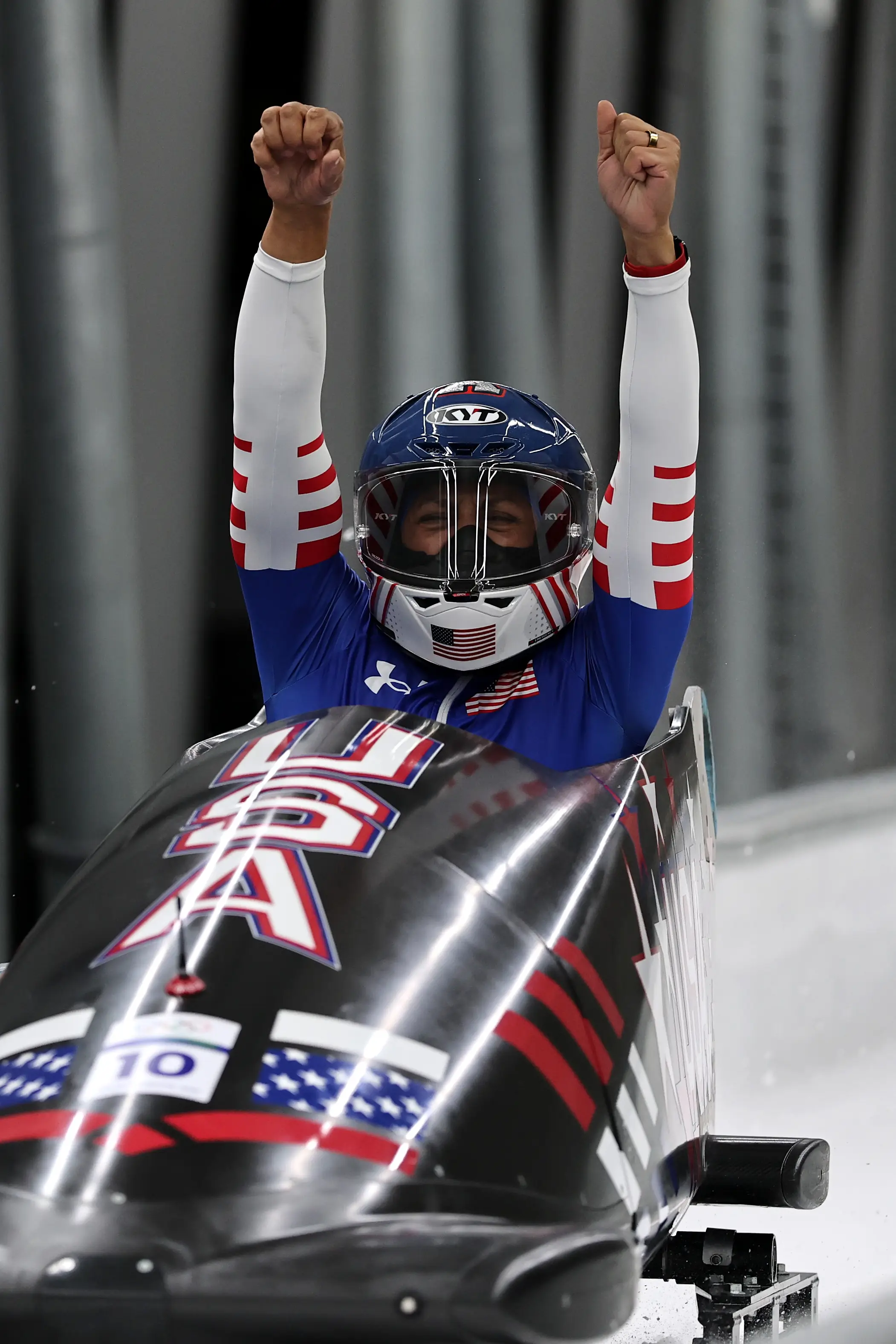 Elana Meyers Taylor became the oldest ever woman to win gold in the women's monobob competition (Carmen Mandato/Getty Images)
