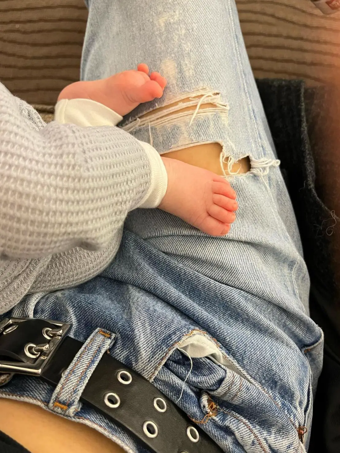 Behati gave fans a glimpse at her and Adam's new baby.