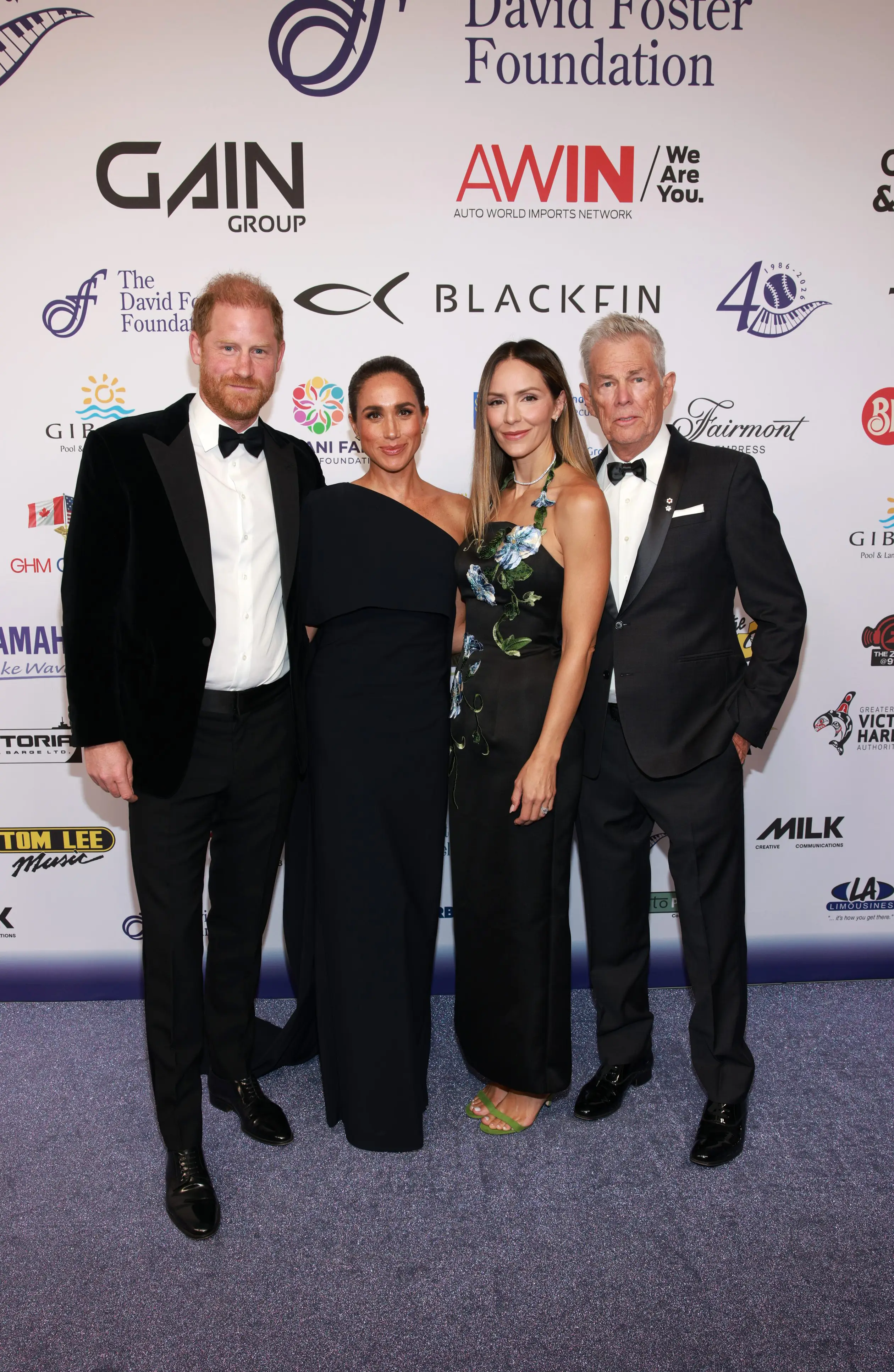 Harry and Meghan with Katharine McPhee and husband David Foster (Vito Amati/The David Foster Foundation via Getty Images)