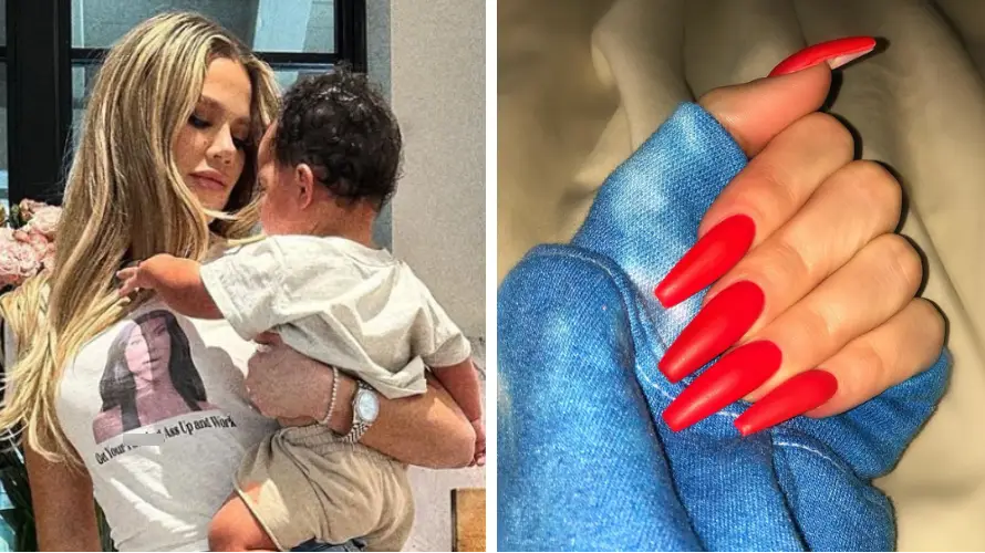 Khloé Kardashian defends having long nails with a baby