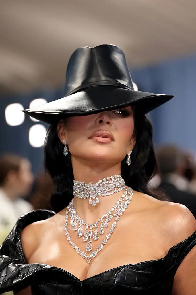 Kim was clearly not very happy with her security guard after he stepped on her gown (John Shearer / Contributor / Getty Images)