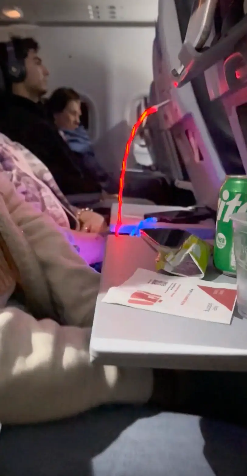 People called out the passenger for the 'horrendous' flashing cable.