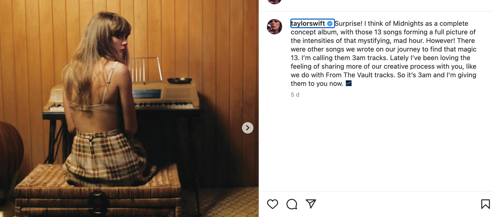 Swift dropped the track on her '3am' version of Midnights.