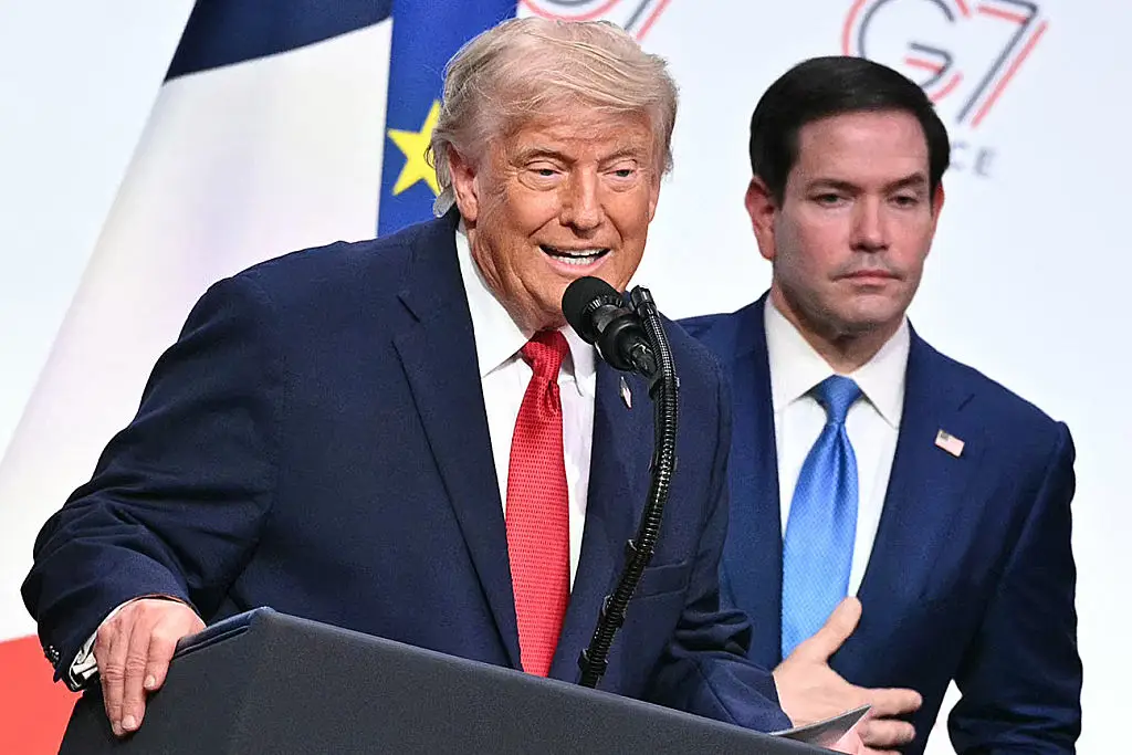 Marco Rubio was there to help Trump with the question (Photo by Mandel NGAN / AFP via Getty Images)