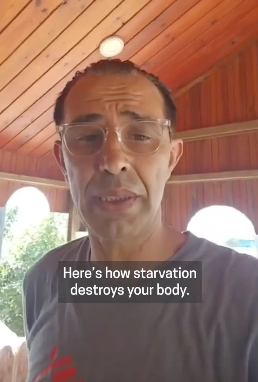 Palestinian doctor, Dr. Mohammed Abu Mughaisib, has explained exactly how starvation destroys the body as Israel continues to block aid into the territory (Instagram/@doctorswithoutborders)
