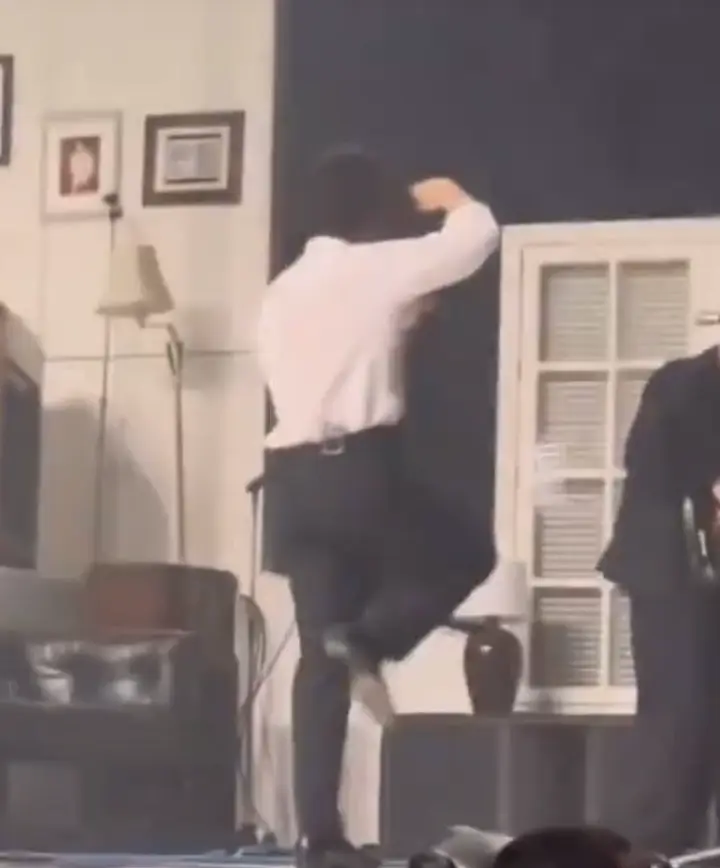 Both Matty Healy and Taylor Swift have marched and done a salute on stage. (TikTok/@crystalcandidshelton)