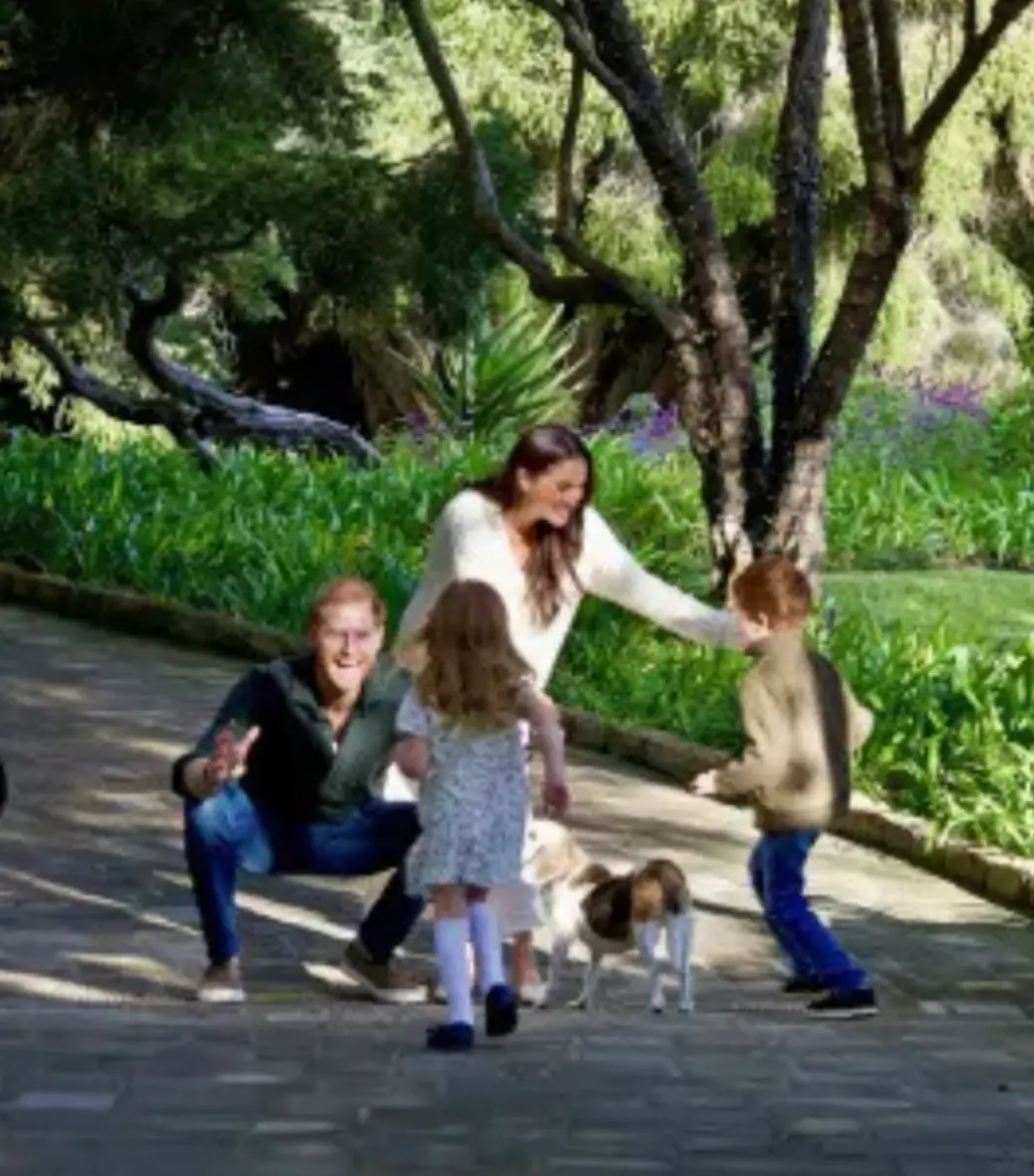 The children's ginger locks can be seen in the picture. (Archewell)