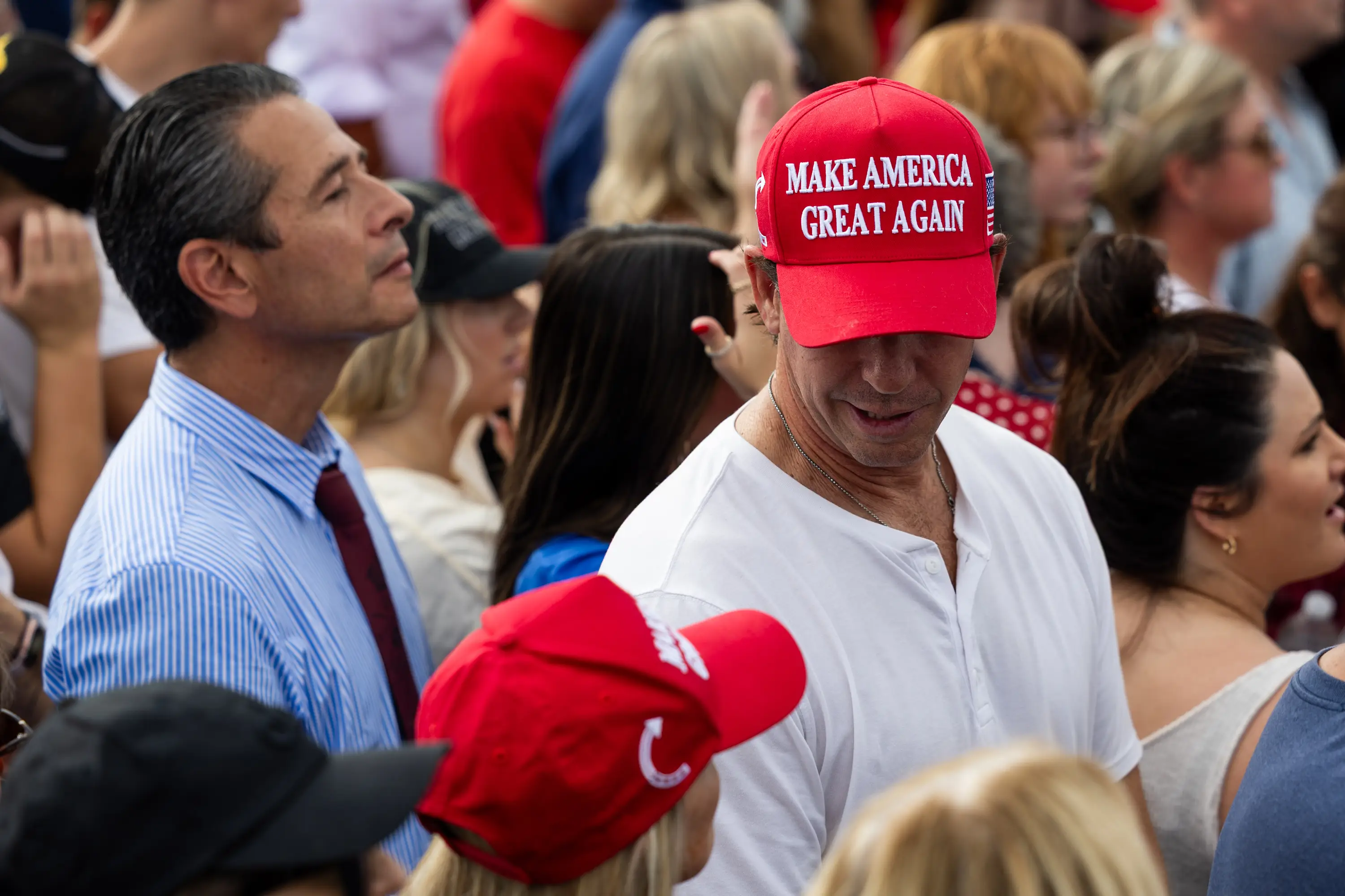 According to stats, even some MAGA fans think the cost of living is higher than ever (Qian Weizhong/VCG via Getty Images)