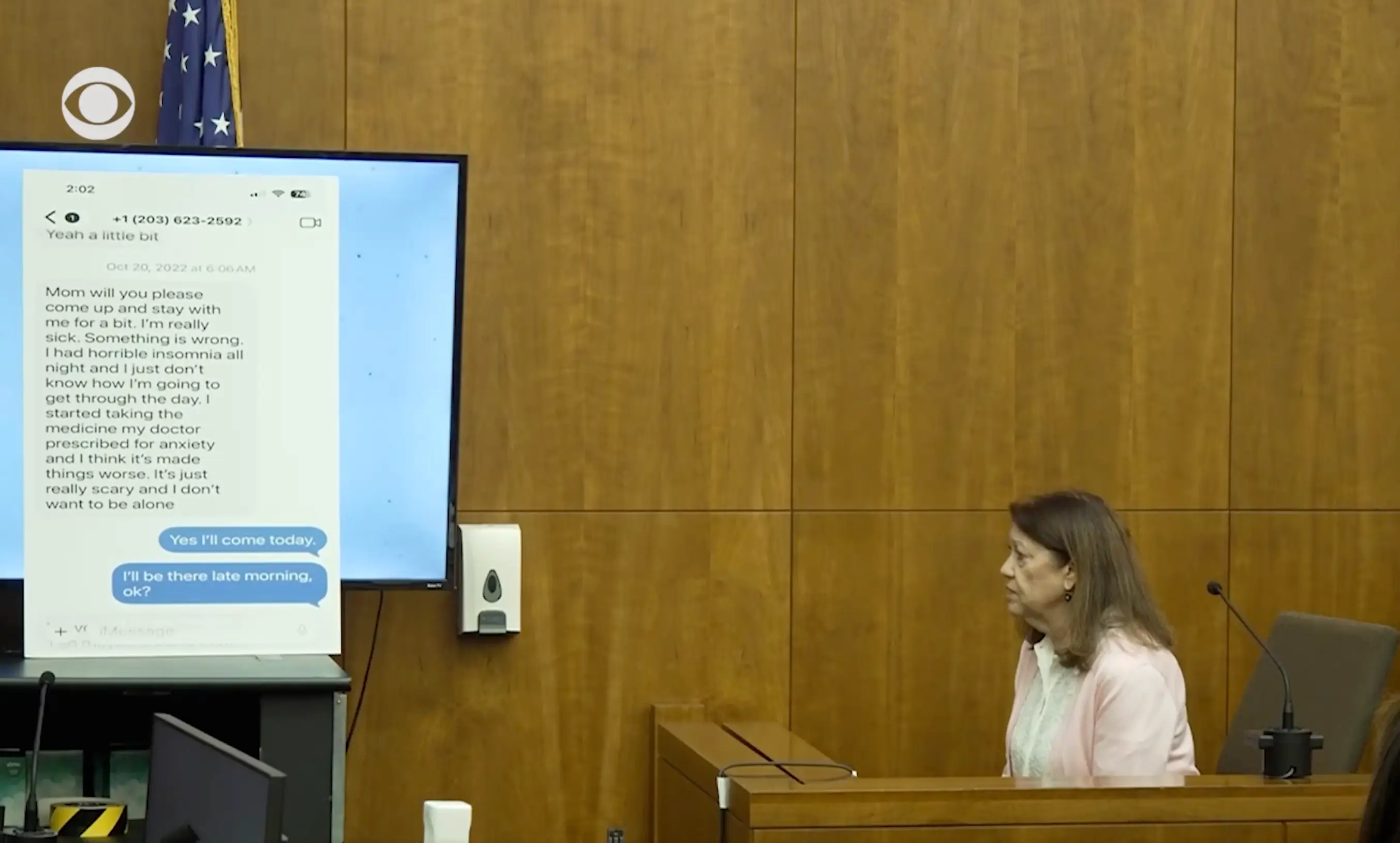 Clancy sent her mother a text asking for help in October 2022 (CBS)