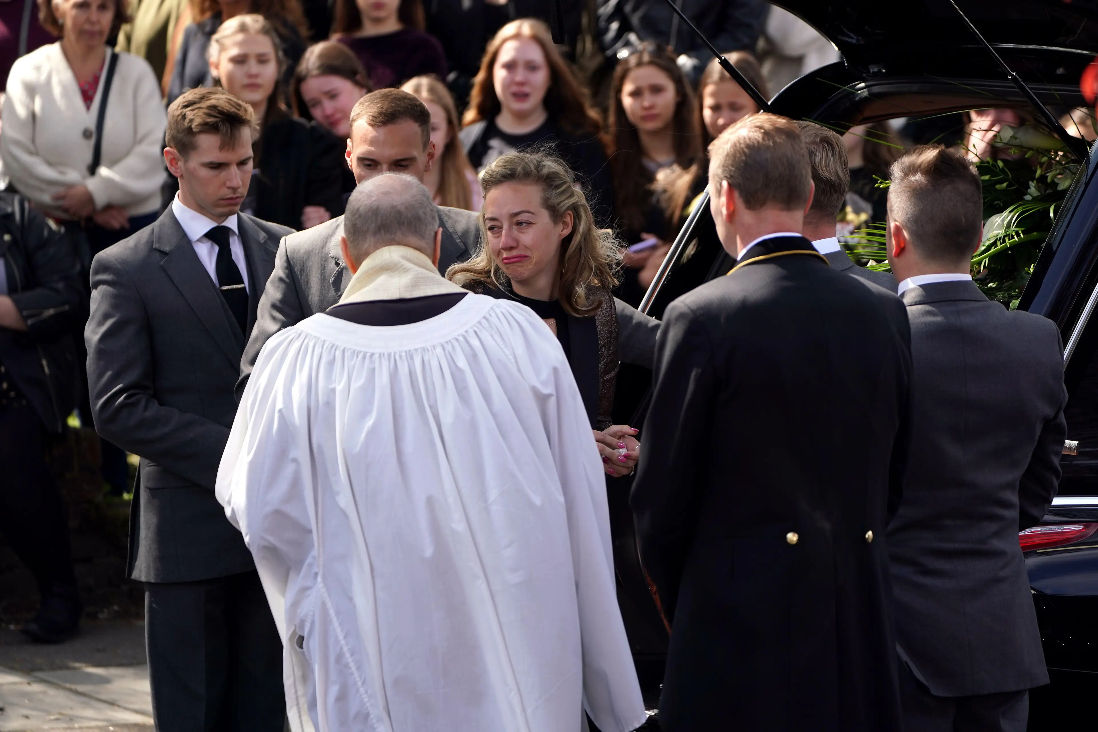 Kelsey Parker at the funeral of her husband and The Wanted star Tom Parker. (