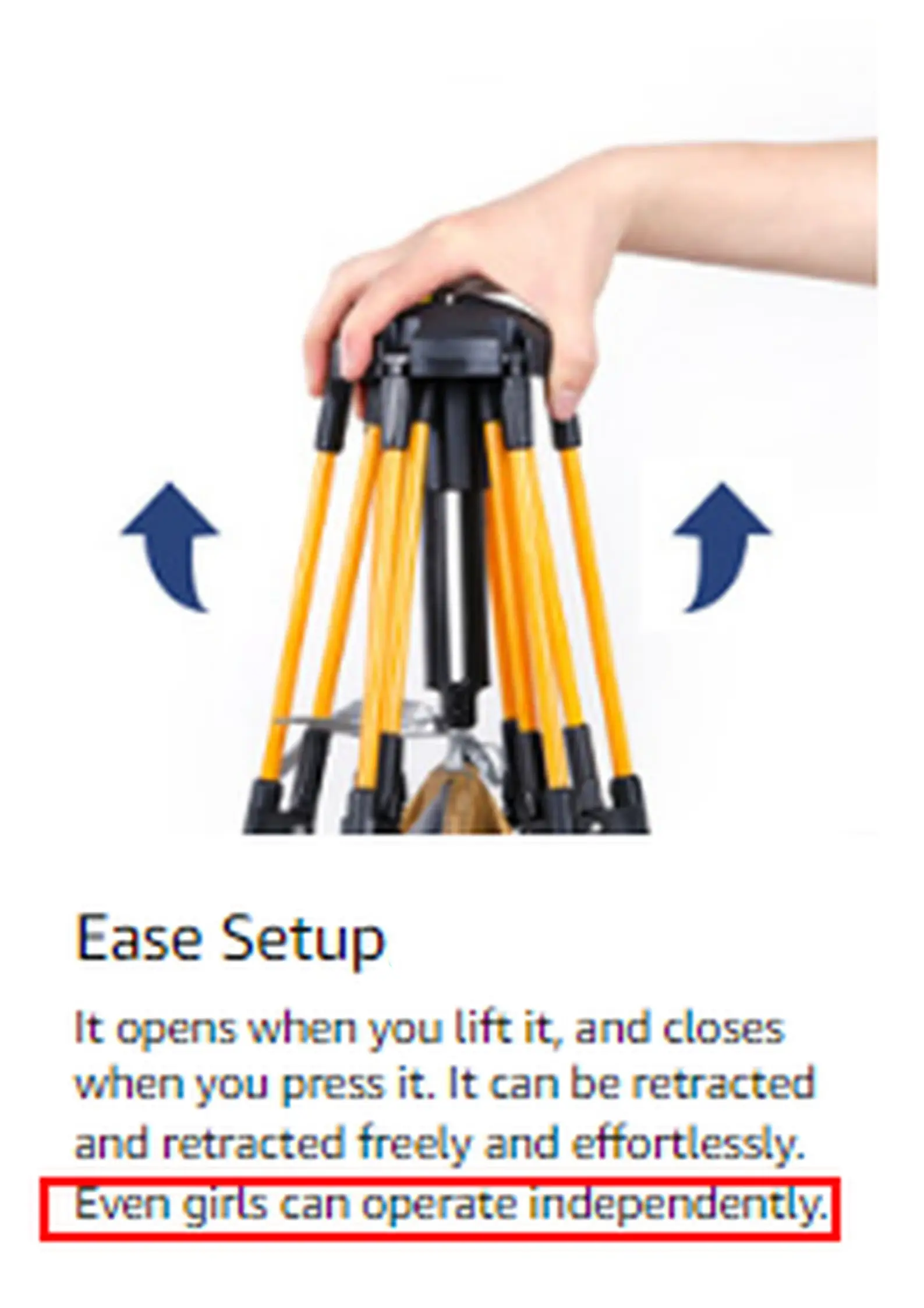 The company claimed that 'even girls' could assemble their tent. (