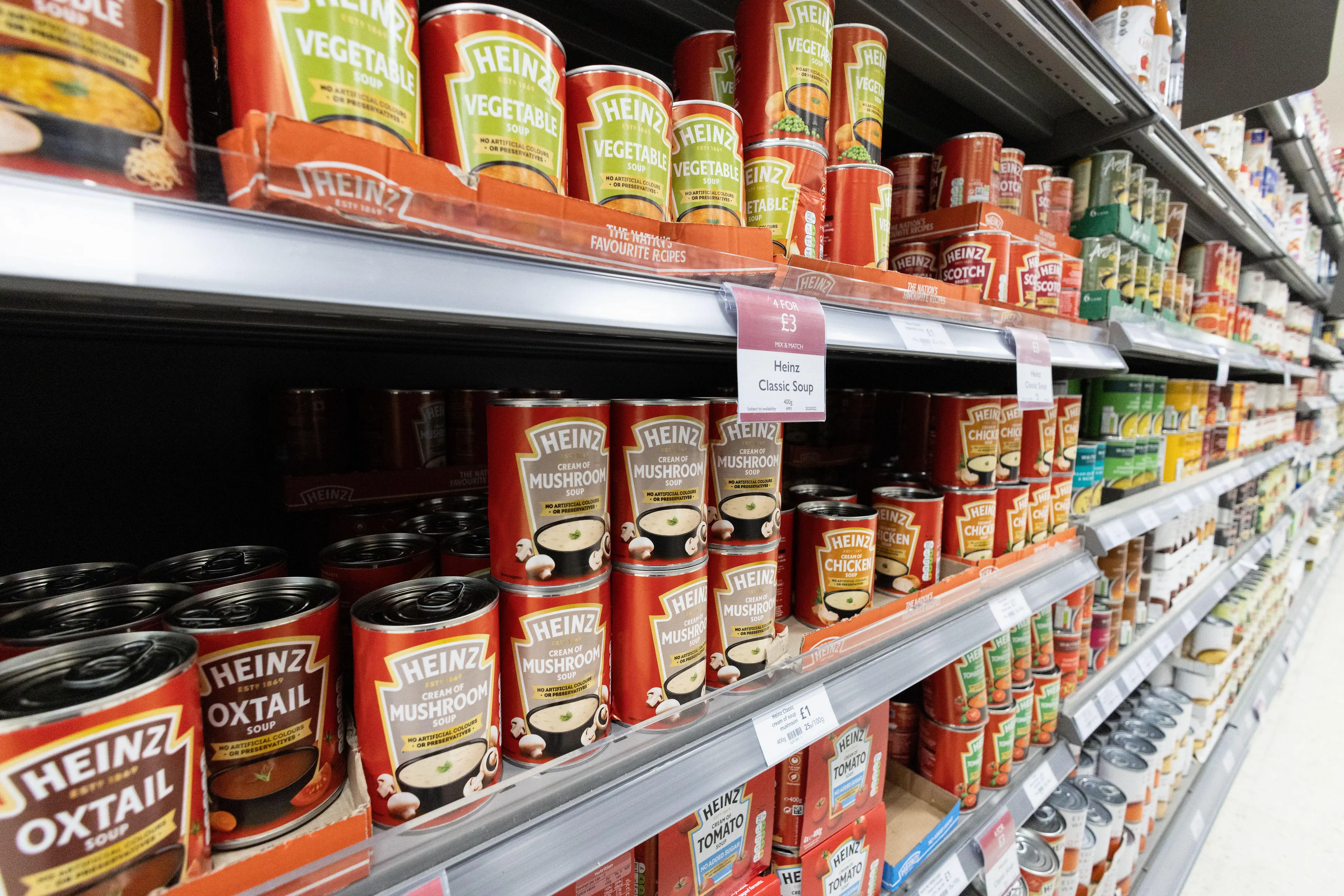 Heinz products in a supermarket.