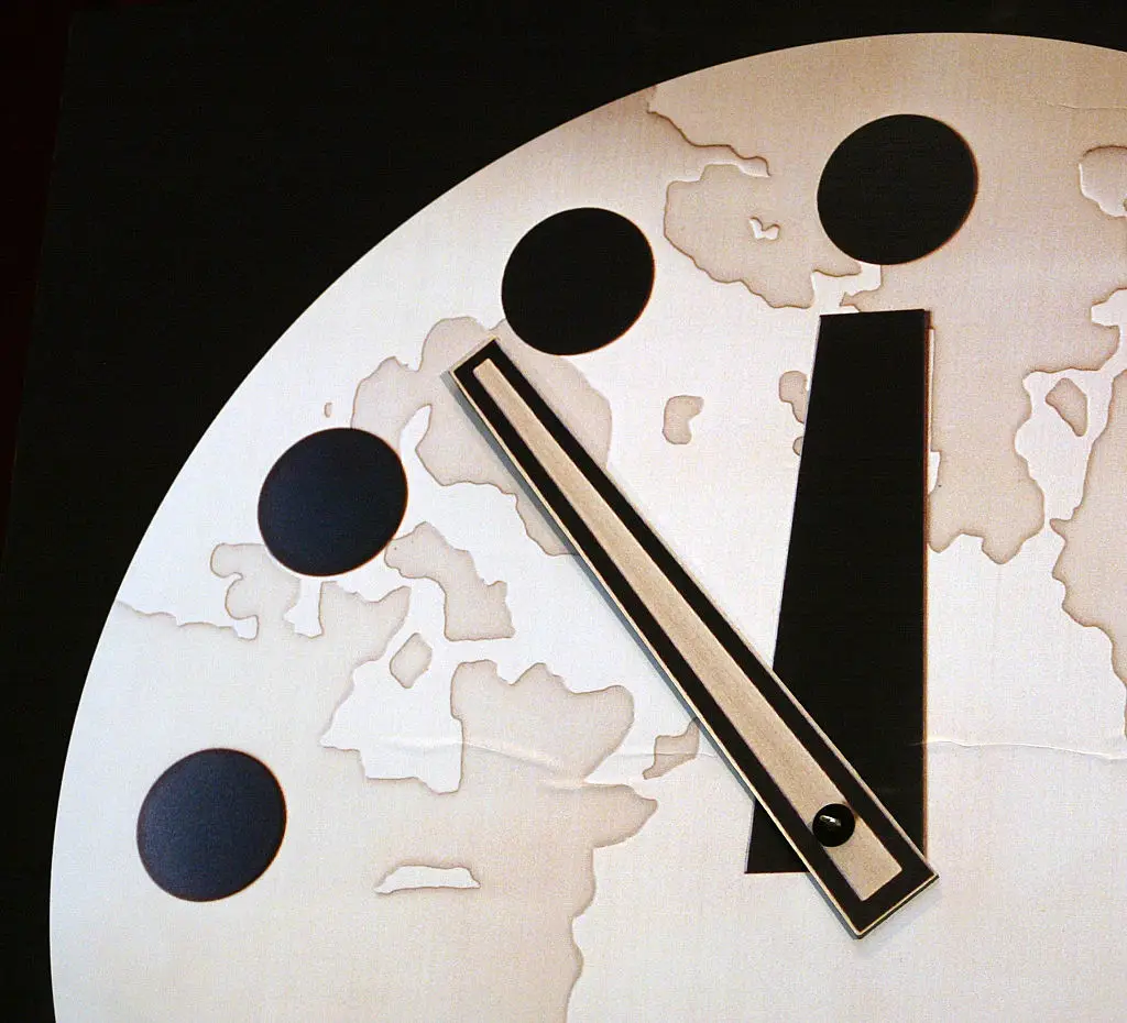 The Doomsday Clock back in 2002 (Tim Boyle/Getty Images)