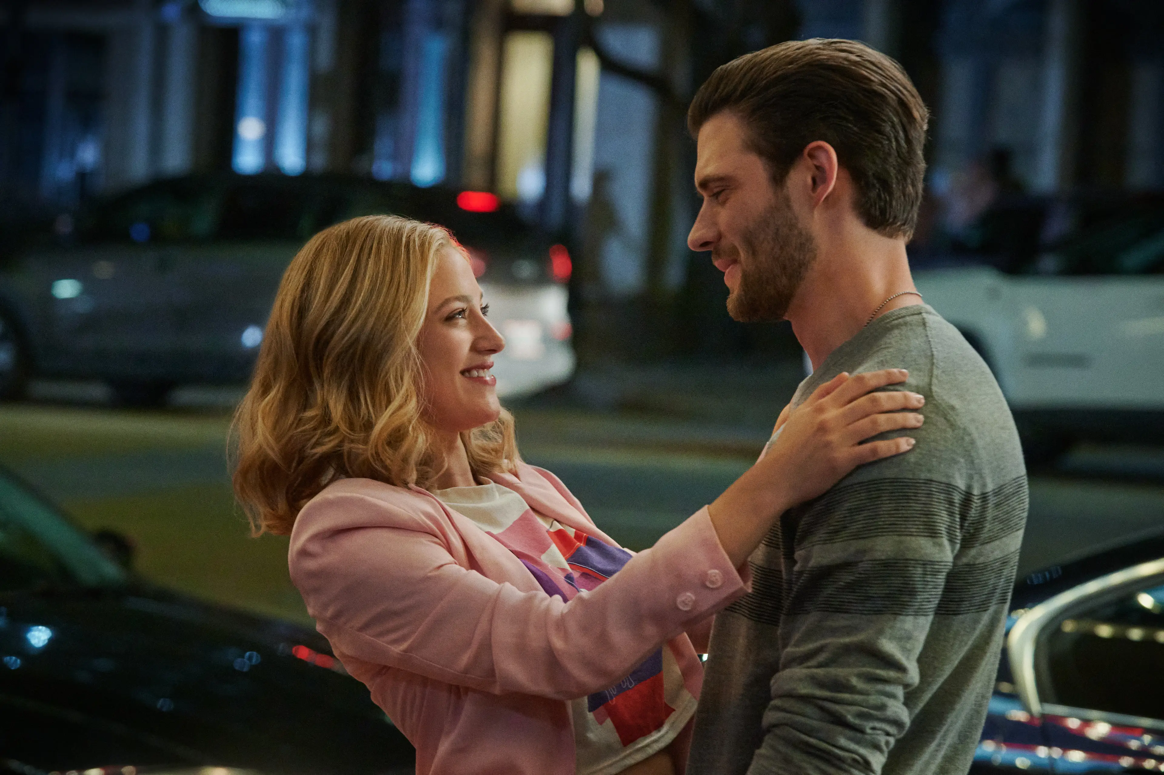 Lili Reinhart and David Corenswet star in Look Both Ways.