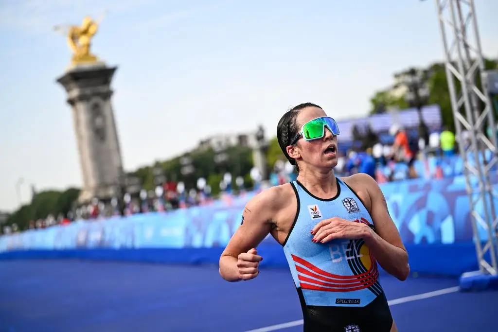 Claire Michel's illness led to her team pulling out of the mixed relay triathlon. (JASPER JACOBS/BELGA MAG/AFP via Getty Images)