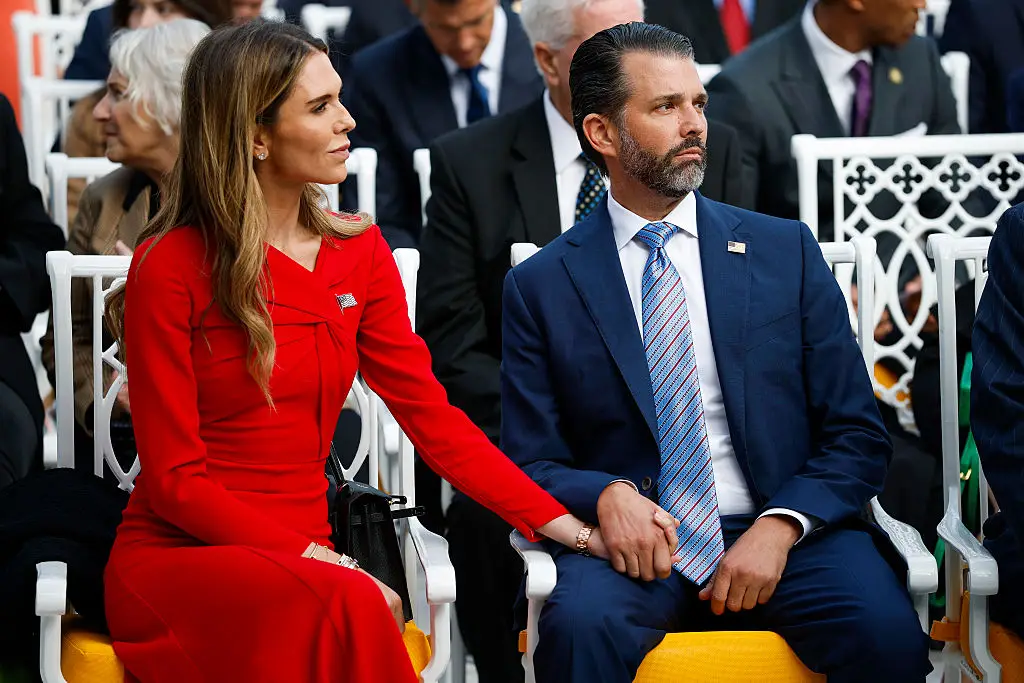Donald Trump Jr married Bettina Anderson in an intimate secretive ceremony in the Bahamas (Photo by Kevin Dietsch/Getty Images)