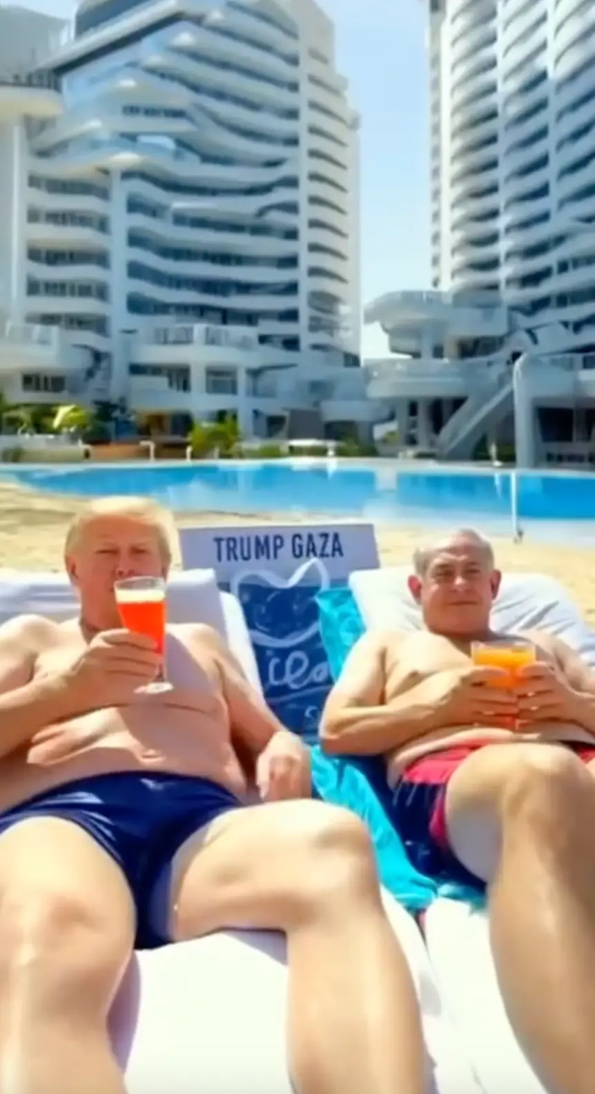 The video finishes with a clip of Trump sat with an AI-generated depiction of Benjamin Netanyahu having drinks (Instagram/@donaldtrump)