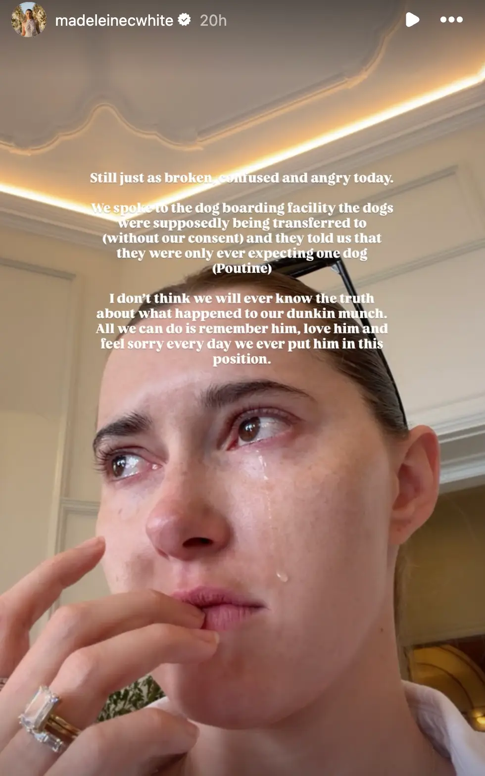 The influencer has been keeping her followers updated on the situation (Instagram/@madeleinecwhite)