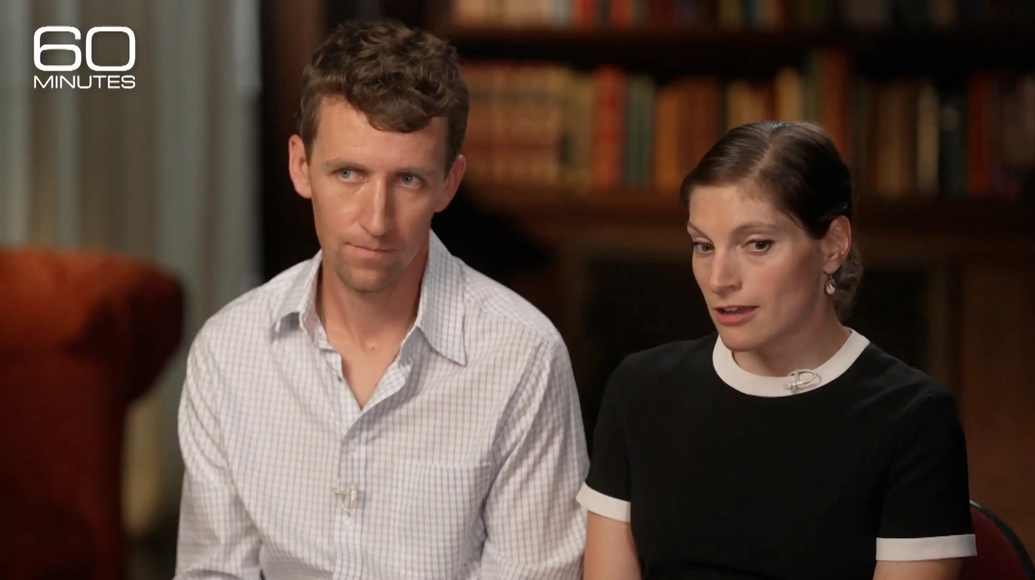 Clancy's wife Dr Rachel Danis joins him in the interview (60 Minutes/X)