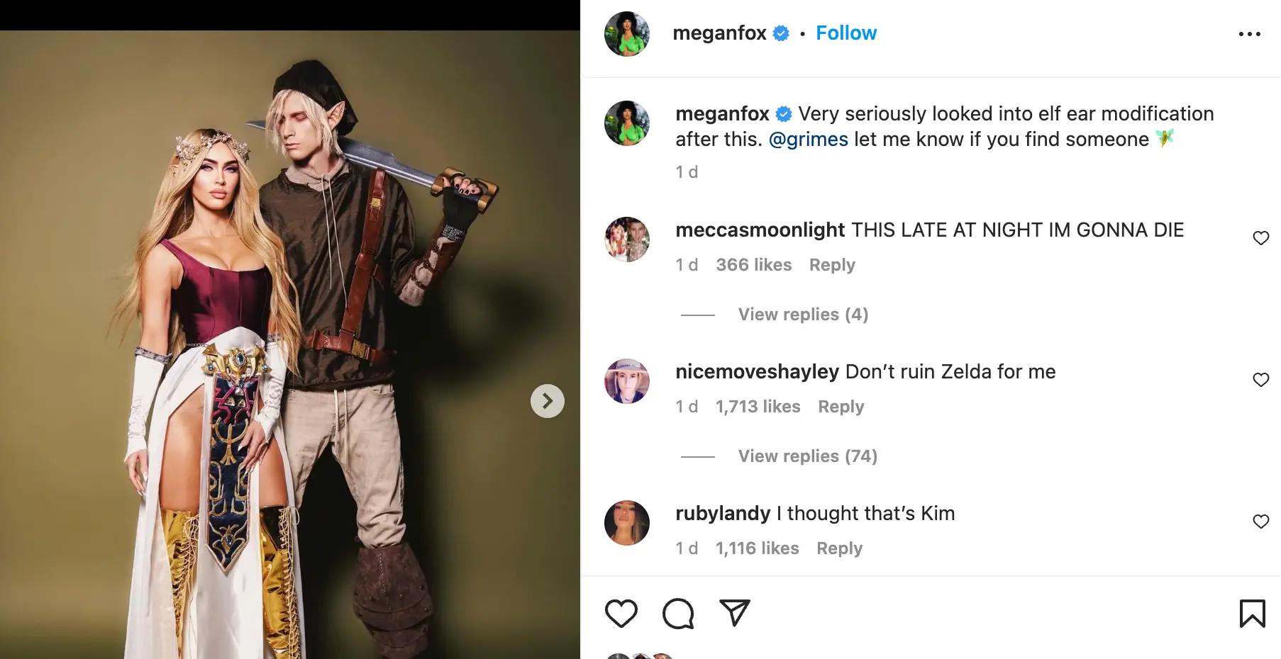 Fox and Kelly dressed up as Zelda characters.