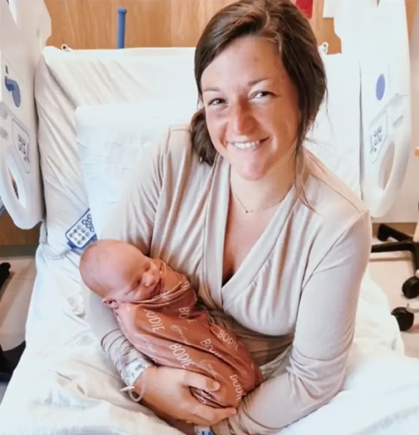 Abby Bailiff gave birth to son Bodie on 3 May.