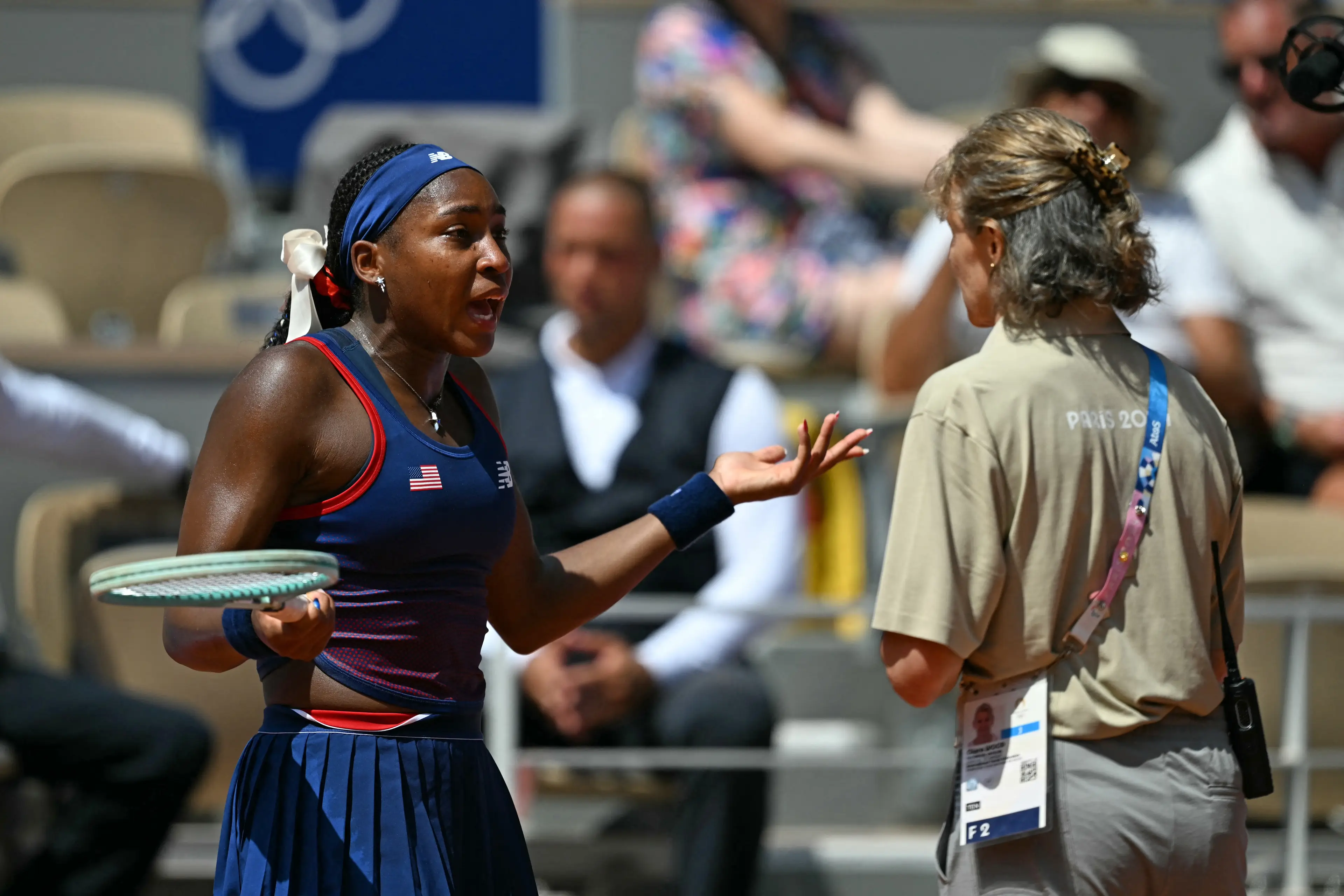 Gauff was visually upset with the outcome. (PATRICIA DE MELO MOREIRA/AFP via Getty Images)