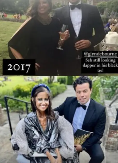 Her husband Seb was also snapped.