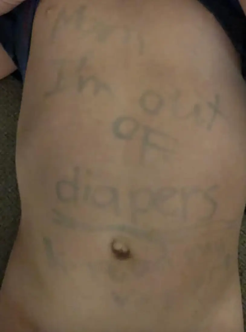 The words were inked in marker pen.