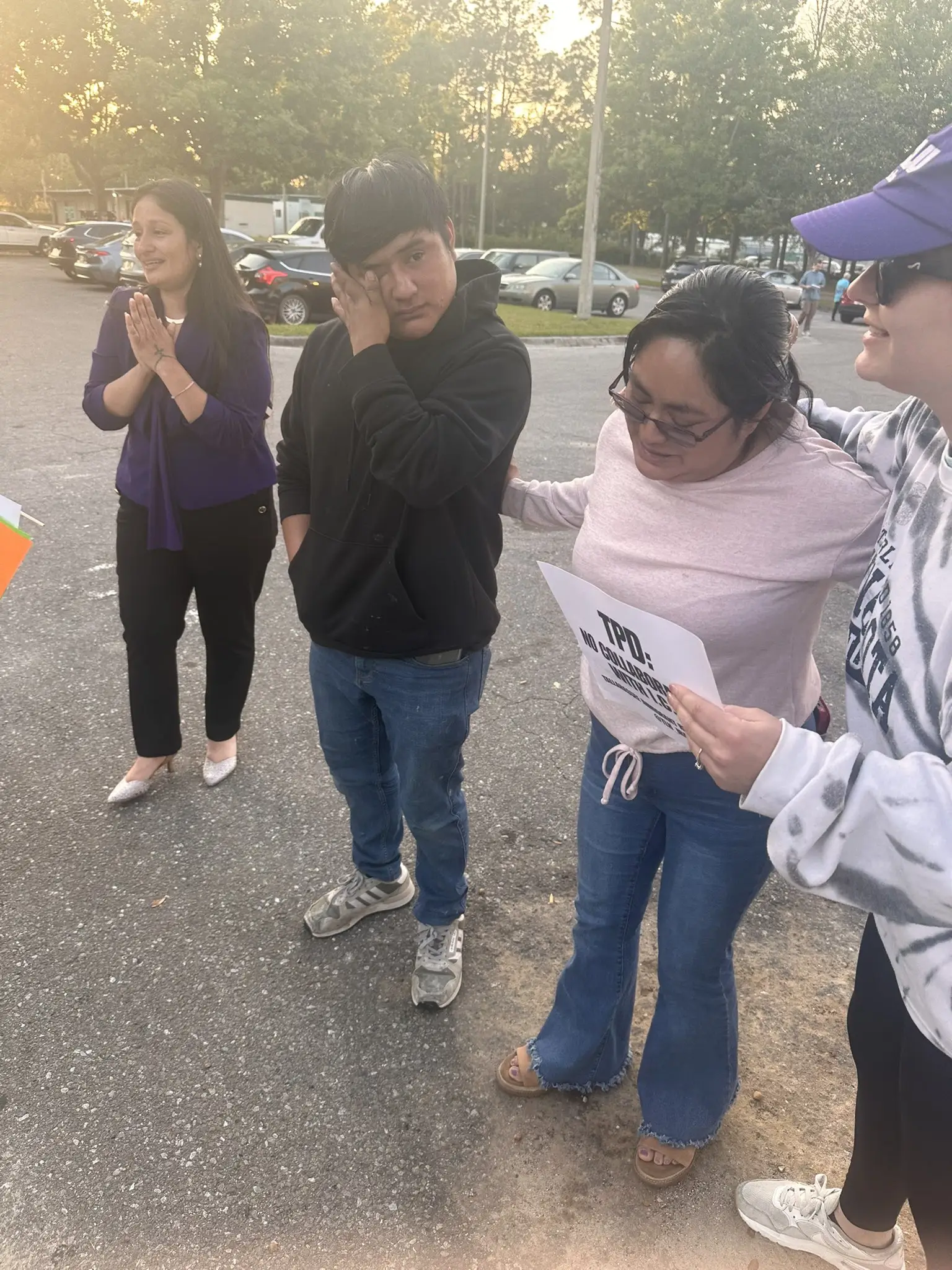 US citizen Juan Carlos Lopez-Gomez, pictured in the middle, was wrongfully detained by ICE on Wednesday (X/@tomaskenn)