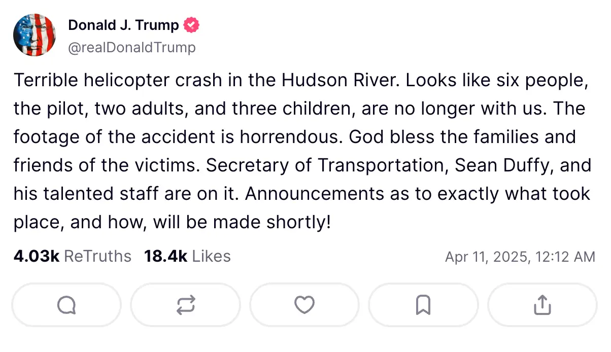 Donald Trump has issued a response (Truth Social)