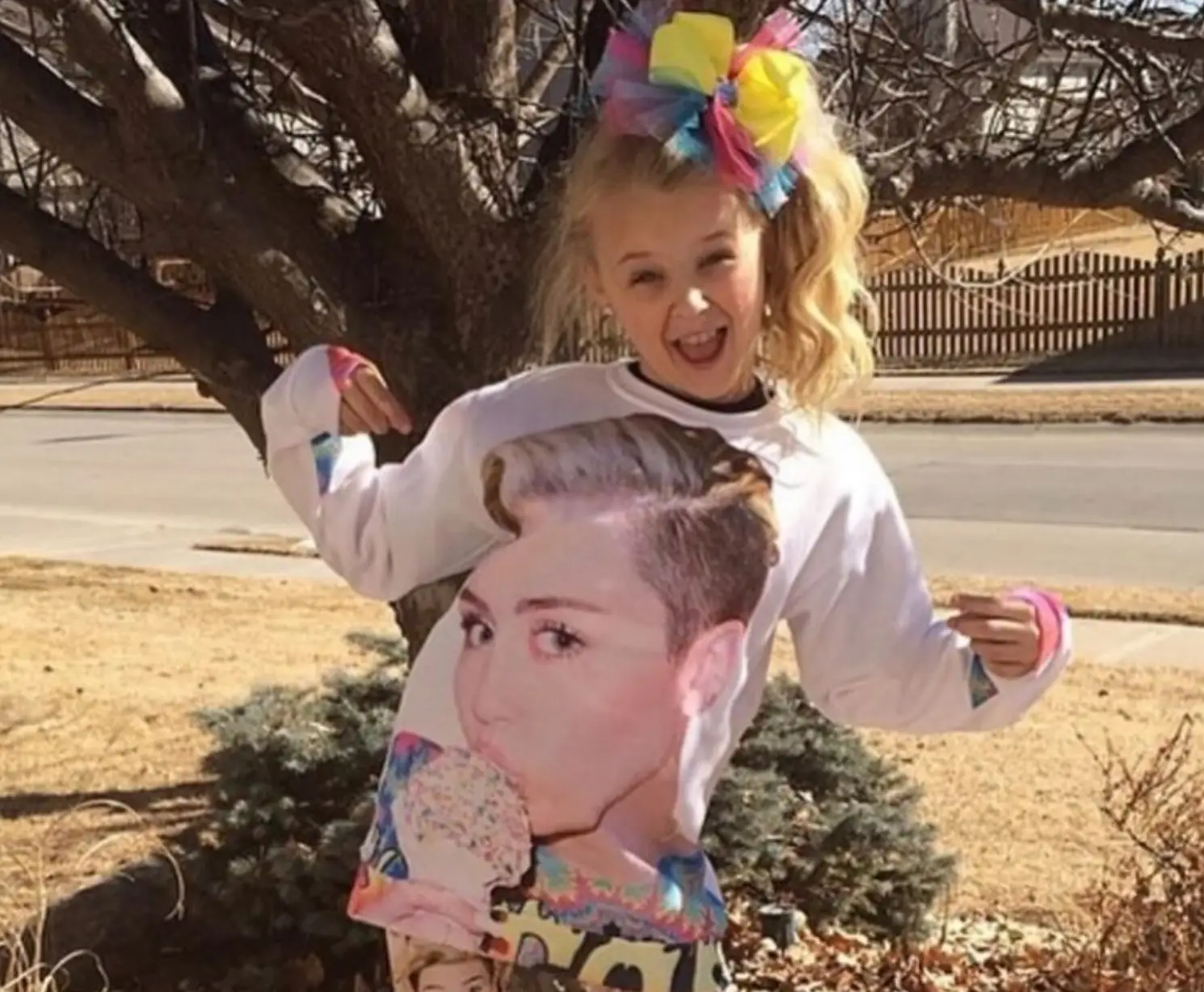 Alongside the lengthy message, she shared a series of photos of herself decked out in Miley's merch (Instagram/jojosiwa)