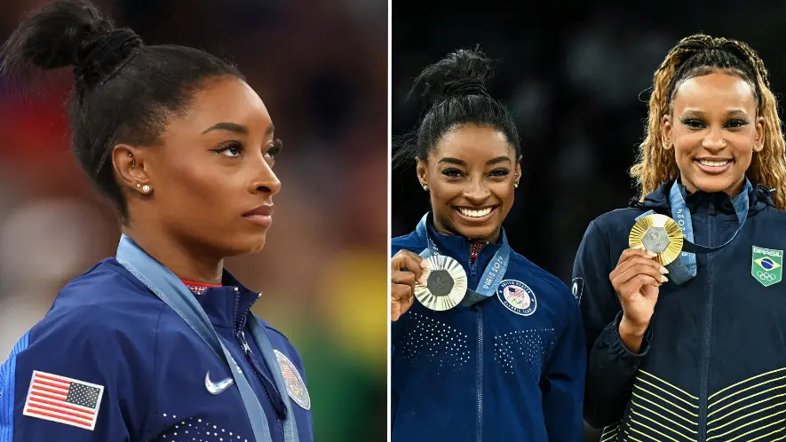 Simone Biles praised after Olympic viewers spot incredible final gesture she made to rival athlete despite upsetting loss