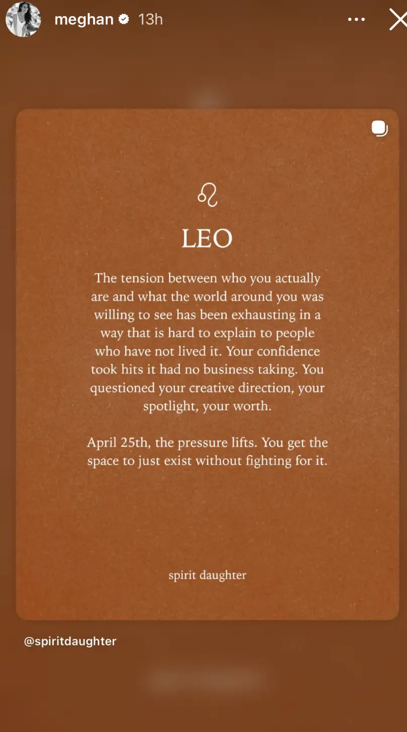 She shared a few Stories about Uranus leaving Taurus and what that means (Instagram/meghan)