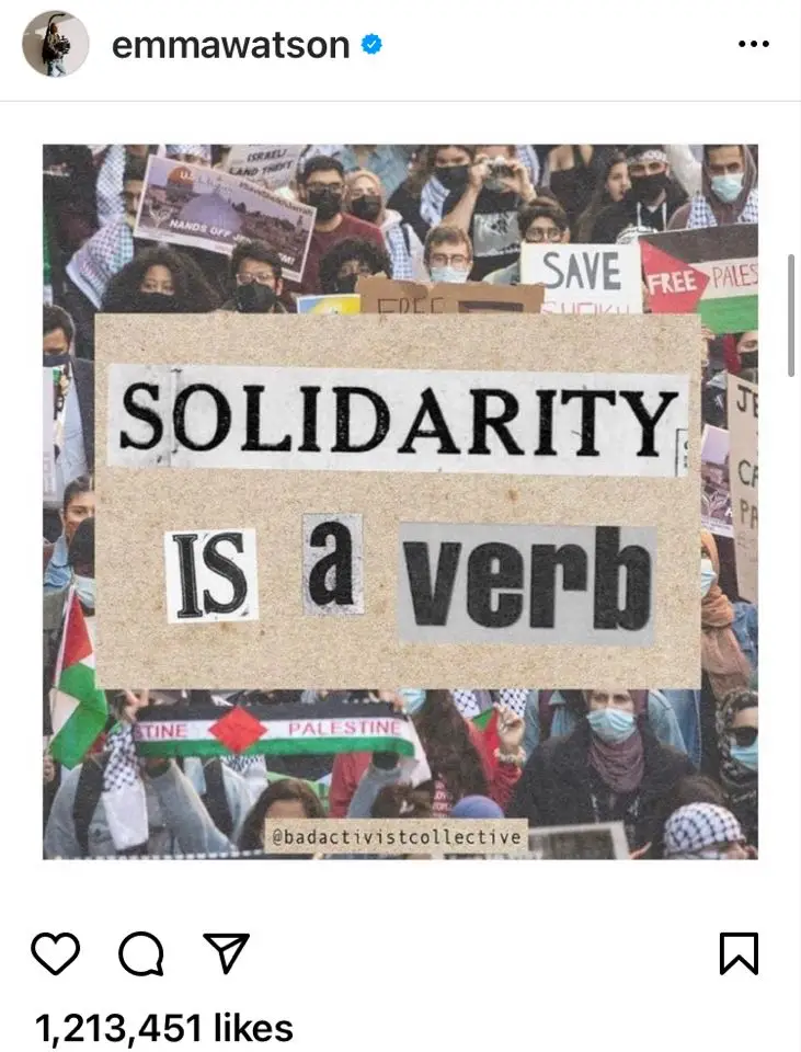 Emma Watson shared the post on Instagram (