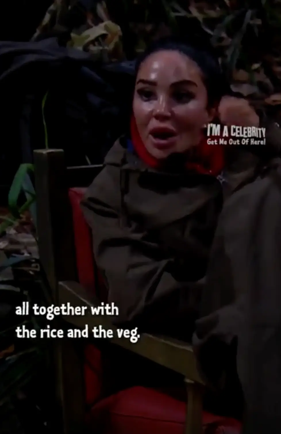 Camp leader Tulisa watched on as her campmates flapped about with dinner (ITV)