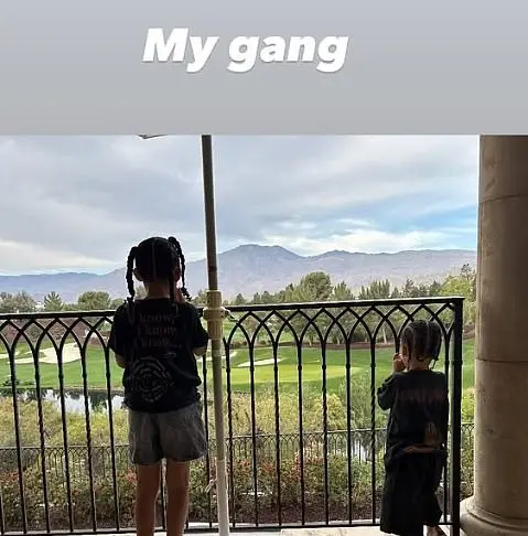 Travis Scott shared a cut pic of his kids on the balcony (Instagram/@travisscott)