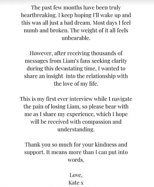 She asked fans for one thing (Instagram/@kateecass)