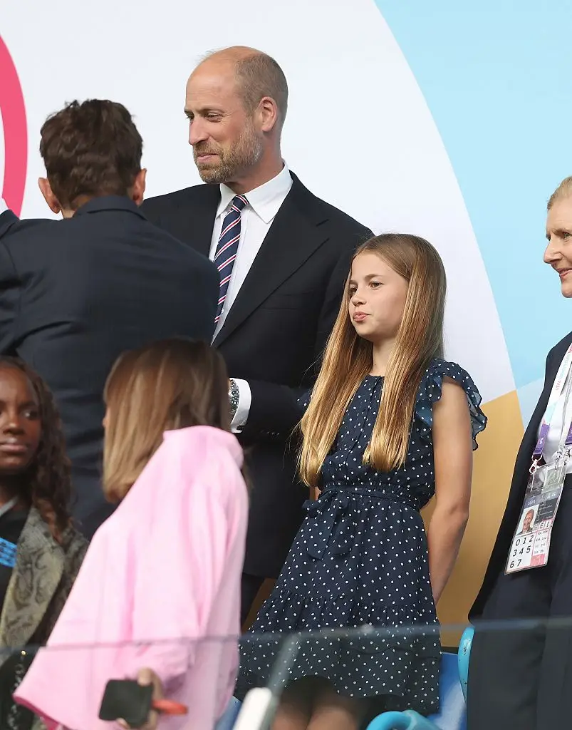 The duo watched as the Lionesses reigned victorious over Spain, defending their title (Crystal Pix/MB Media/Getty Images)