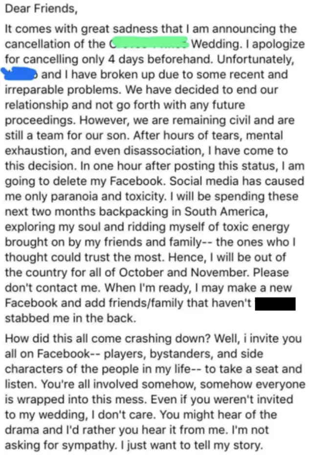 The woman shared her story on Facebook (