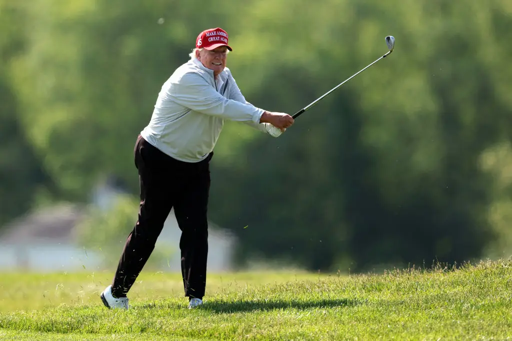Trump's golf course in Scotland was vandalised, with the president saying he hopes those responsible will be 'treated harshly' (Rob Carr/Getty Images)