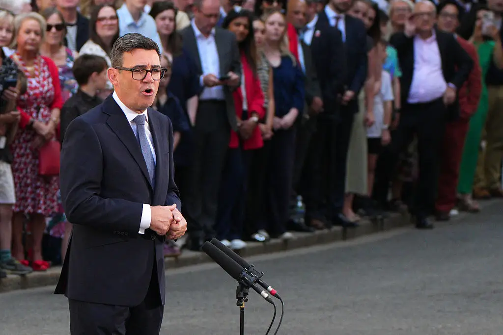 Andy Burnham has delivered his first speech as the new Prime Minister of the United Kingdom outside Downing Street today (Carl Court / Staff / Getty Images)