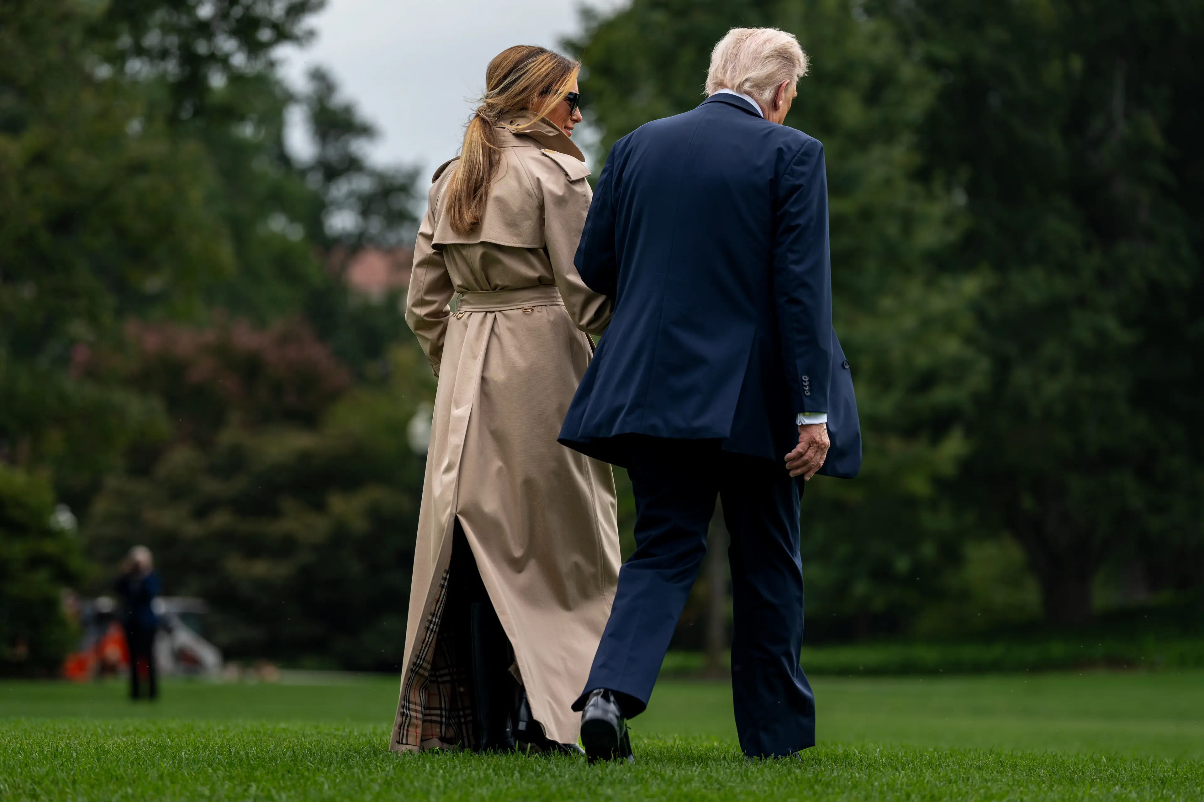 The long trench coat has hilariously been compared to that of Inspector Gadget (Bonnie Cash/UPI/Bloomberg via Getty Images)