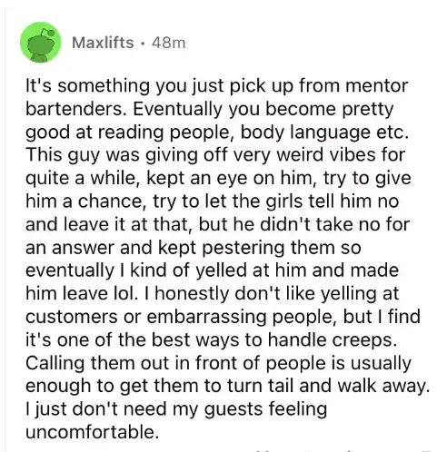 "I just don't need my guests feeling uncomfortable."