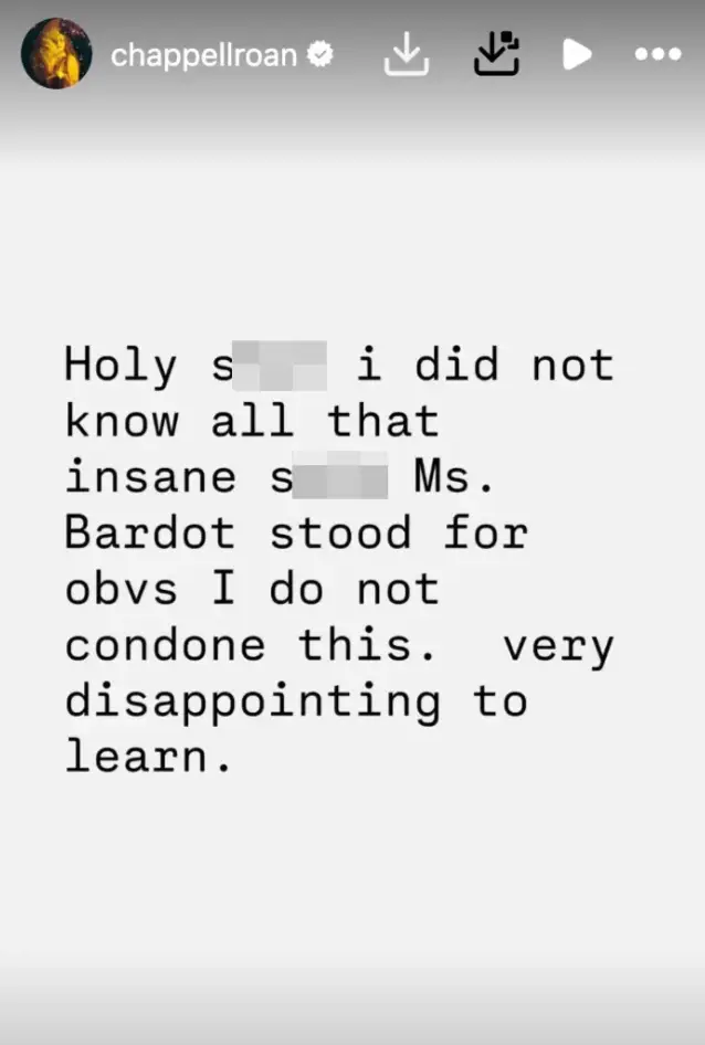 The singer later took back her tribute (Instagram/@chappellroan)