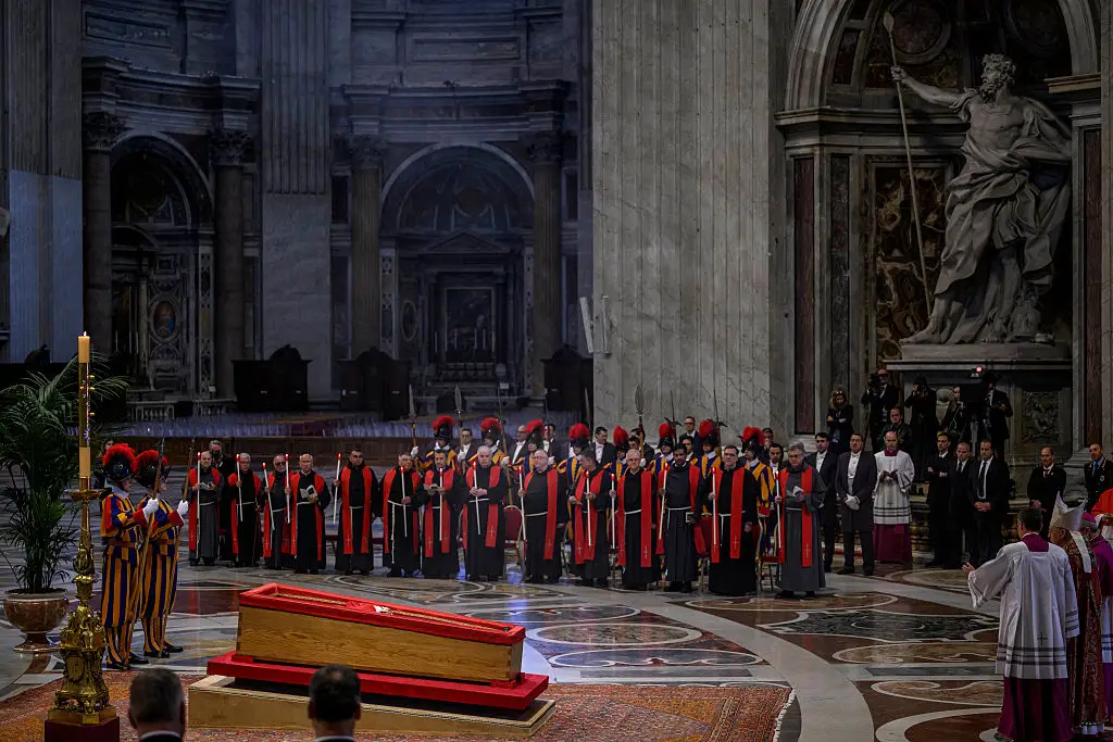 The late pope's body is now lying in state in St. Peter's Basilica (Antonio Masiello/Getty Images)